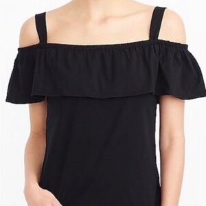 J. Crew Factory black boho milkmaid festival 100% cotton ruffled shirt. Size XS